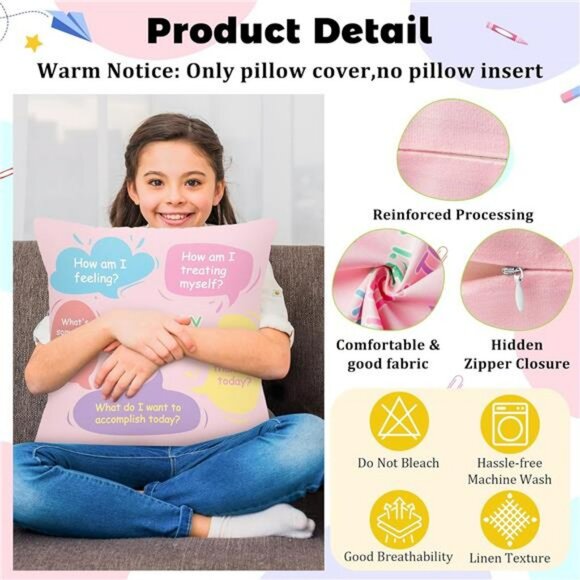 Calming Corner Pillow Covers Set of 4 Kids Room Classroom Counseling Decor Cushi - Picture 4 of 7